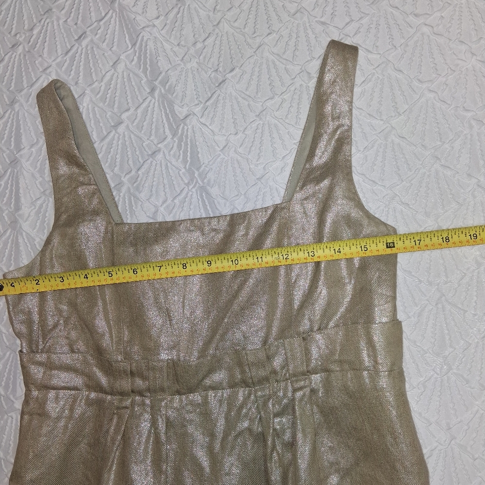 Kenneth Cole Reaction Shimmering Silver Metalic Obobe Knee  Midi Dress Sz 6 - Picture 8 of 16